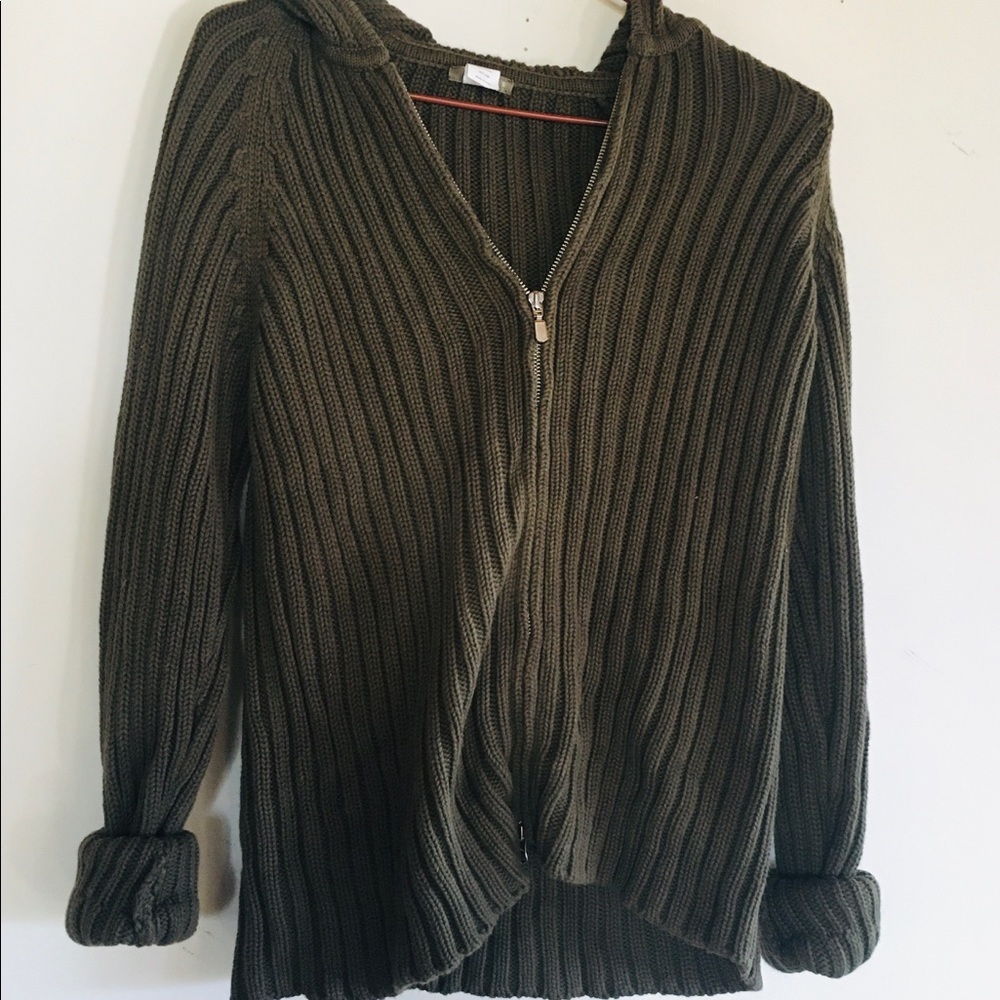 Green J. Crew knit hoodie